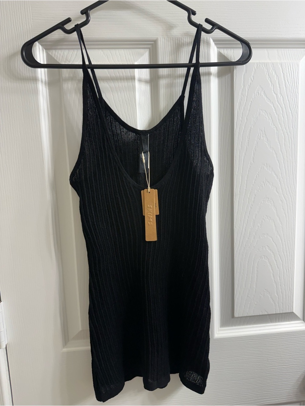SKIMS sheer Black Ribbed V-Neck Camisole